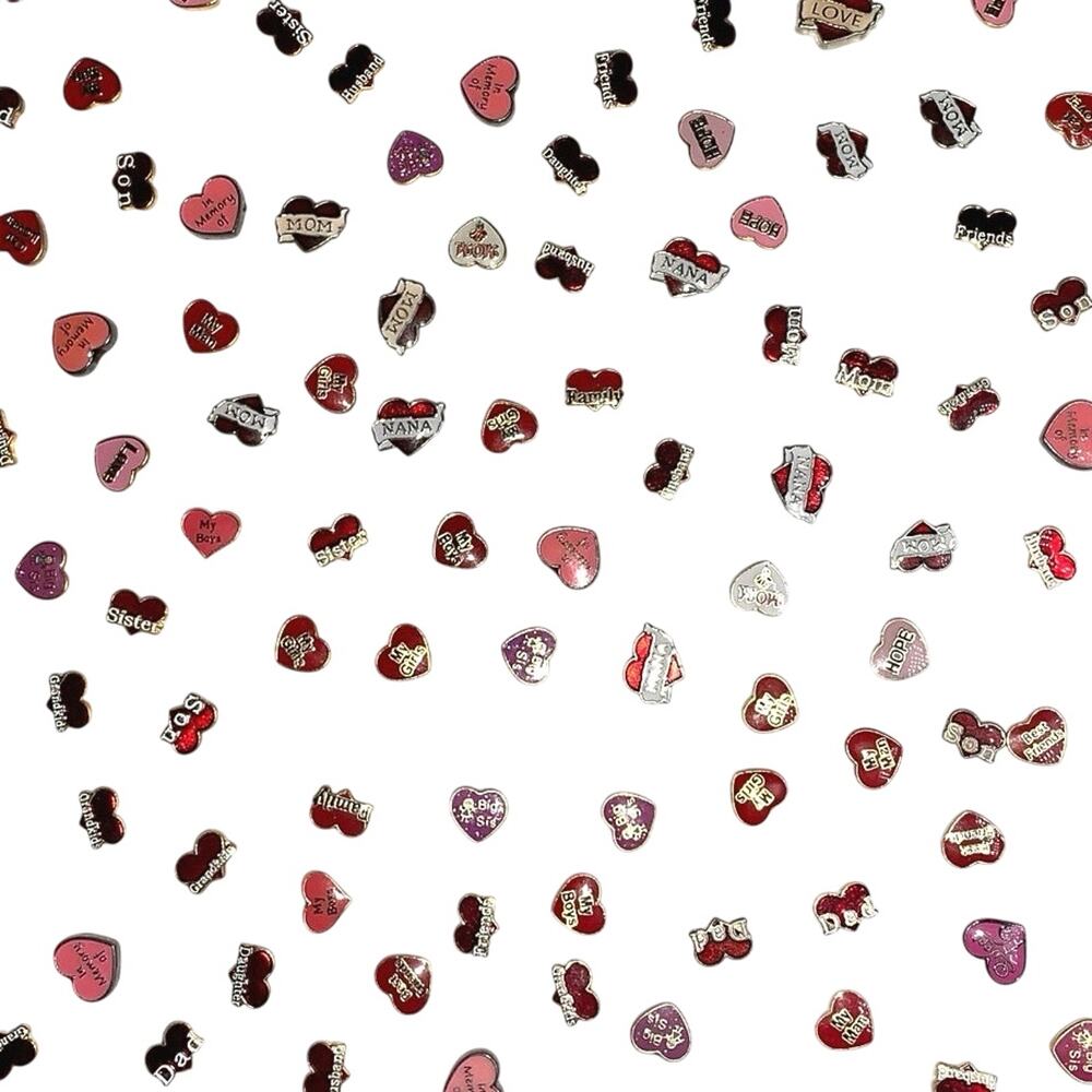 Lot 120+ Locket Charms Heart-Shaped Love Family Mom Dad Son Daughter Nana
